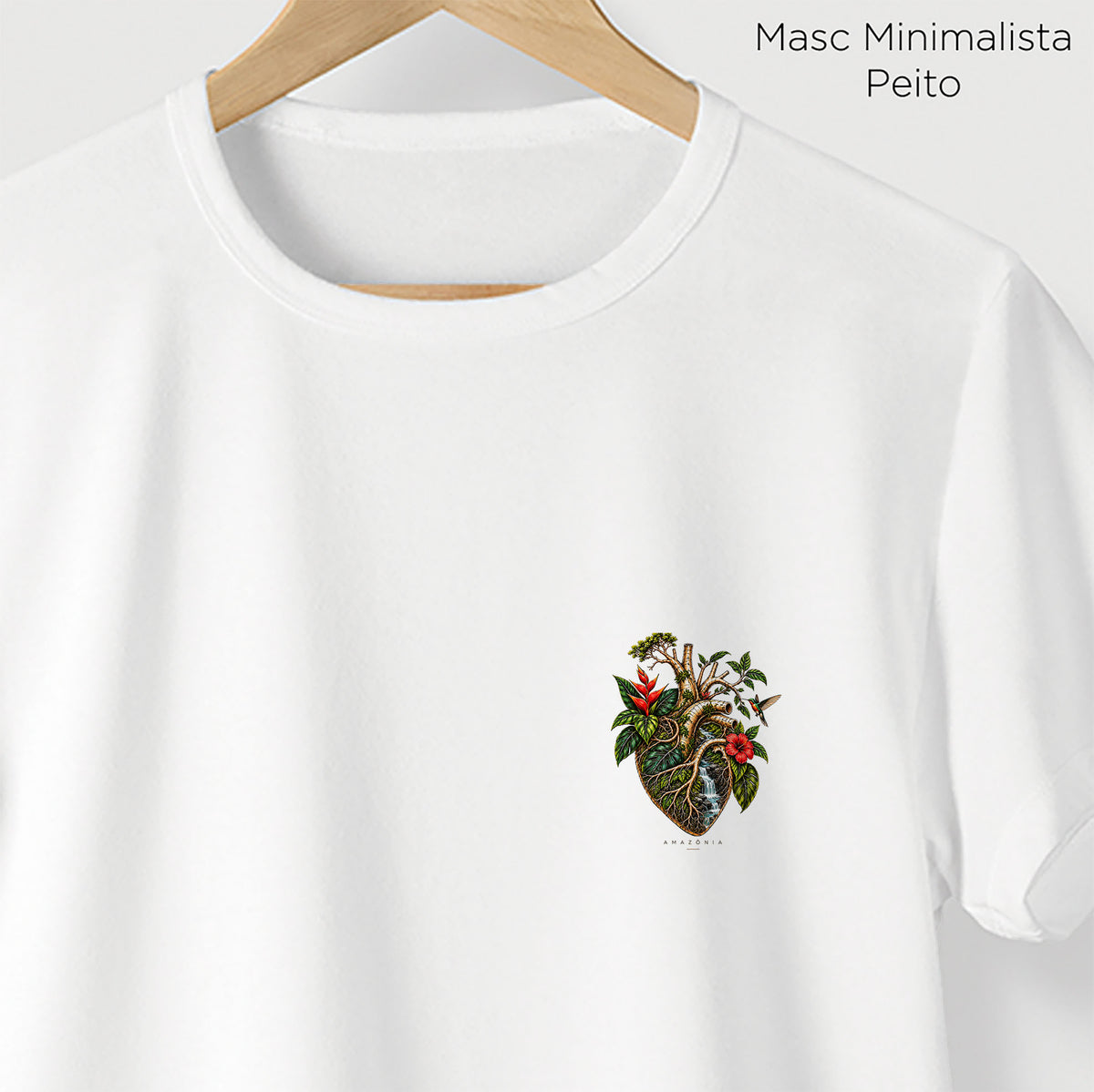 Camiseta Amazônia CORAÇÃO DA MATA - BRANCO - cód 2421
