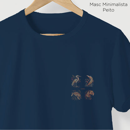 Camiseta Amazônia FAUNA MARAJOARA - AZUL MARINHO - cód 2435