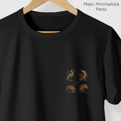 Camiseta Amazônia FAUNA MARAJOARA - PRETO - cód 2435