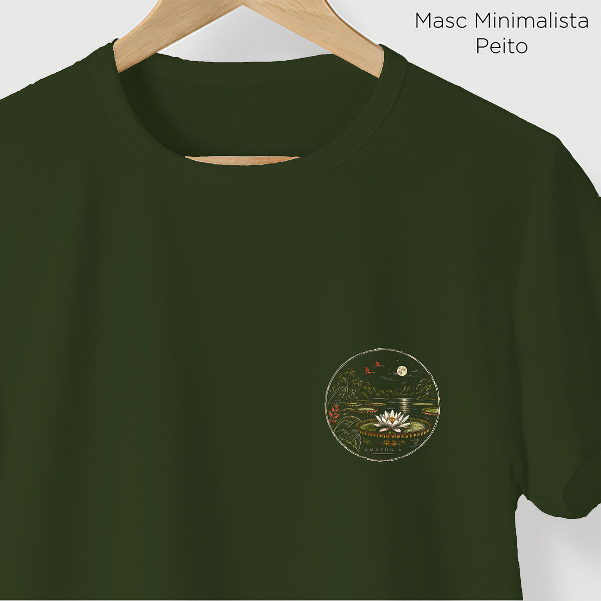 Camiseta Amazônia VITÓRIA-RÉGIA - VERDE ESCURO - cód 2437