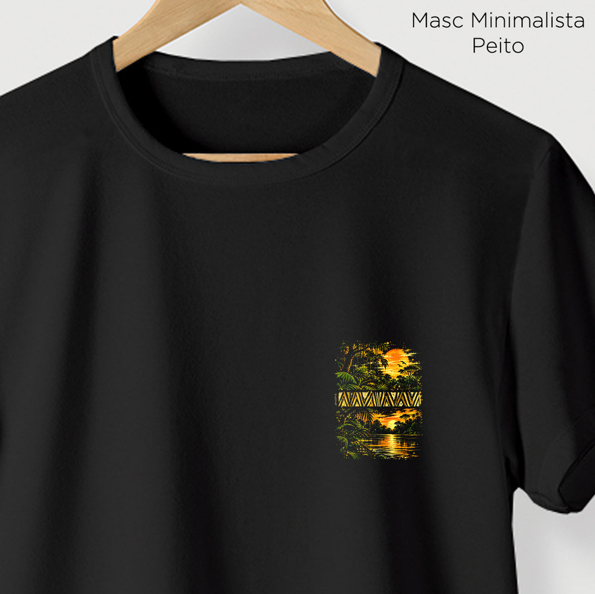 Camiseta Amazônia ENTRE RIOS E FLORESTAS - PRETO - cód 2452