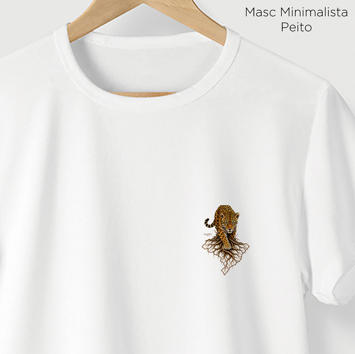 Camiseta Amazônia RAÍZES DA ONÇA - BRANCO - cód 2453