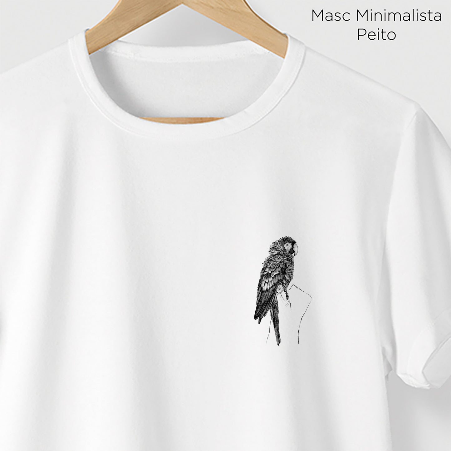 Camiseta Amazônia CHAPADA DOS GUIMARÃES - ARARA VERMELHA - BRANCO - cód 10013