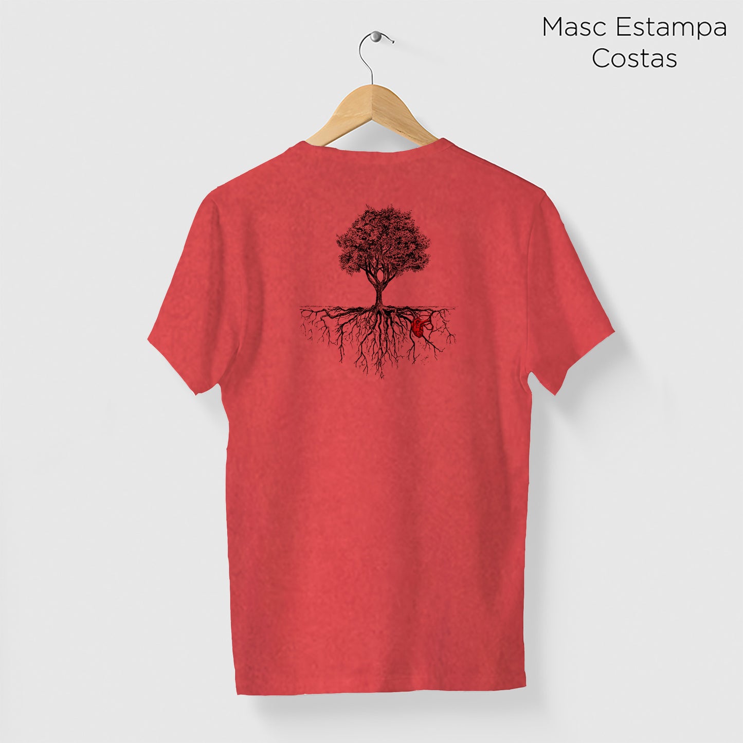 Camiseta Amazônia ISC ÁRVORE CORAÇÃO DA NATUREZA - VERMELHO ESTONADO - cód 0036