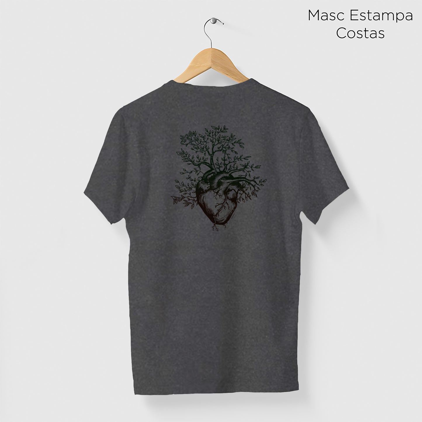 Camiseta Amazônia ISC ÁRVORE CORAÇÃO - CINZA ESTONADO - cód 0371