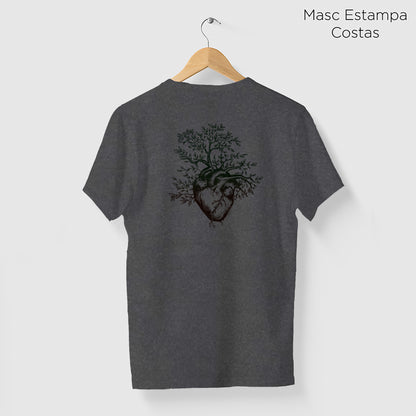 Camiseta Amazônia ISC ÁRVORE CORAÇÃO - CINZA ESTONADO - cód 0371