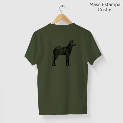 Camiseta Amazônia CHAPADA DOS VEADEIROS - LOBO GUARÁ - VERDE ESCURO - cód 10005