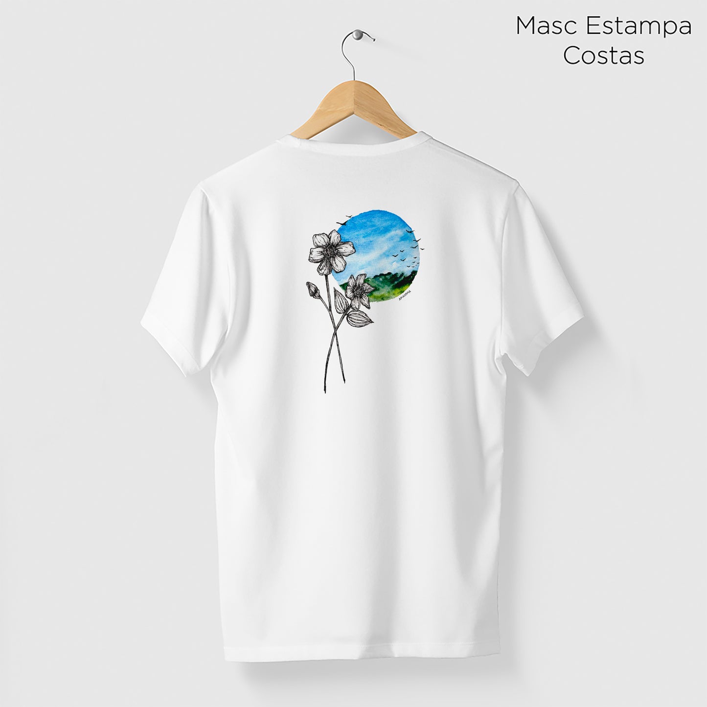 Camiseta Amazônia FLOR PAISAGEM - BRANCO - cód 2142