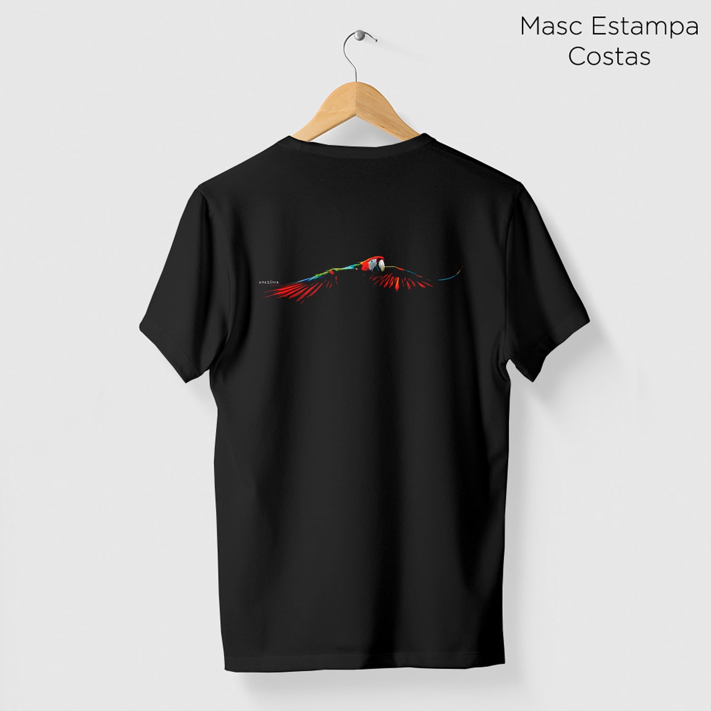 Camiseta Amazônia ARARA VOANDO - PRETO - cód 2152