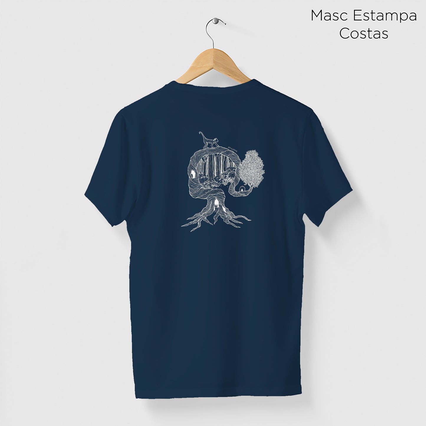 Camiseta Amazônia UMA ÁRVORE MIL VIDAS - AZUL MARINHO - cód 2158