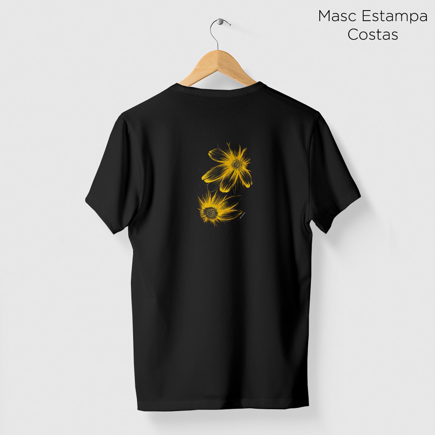Camiseta Amazônia FLORES DO SOL - PRETO - cód 2257
