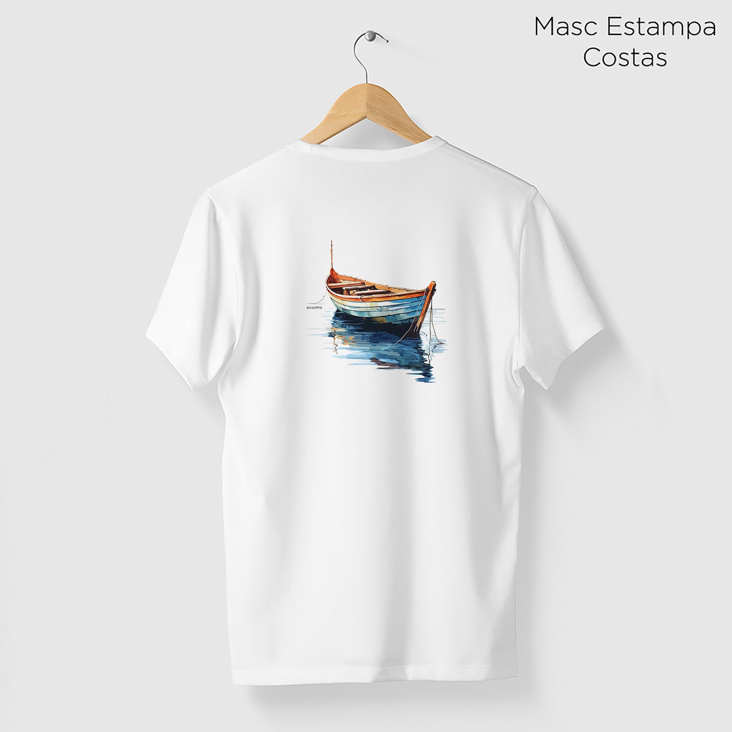 Camiseta Amazônia BARCO PESCADOR - BRANCO - cód 2295