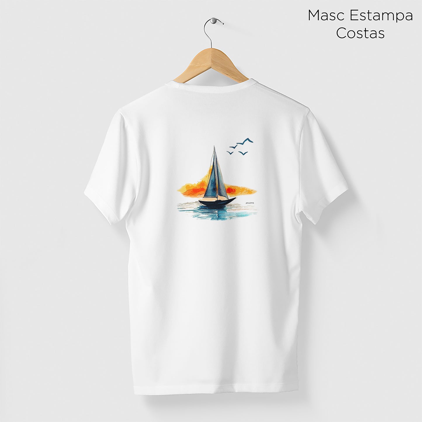 Camiseta Amazônia BARCO PAISAGEM - BRANCO - cód 2301