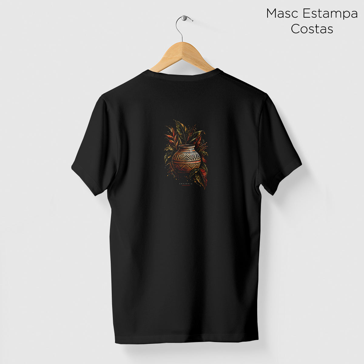 Camiseta Amazônia CERÂMICA MARAJOARA - PRETO - cód 2434