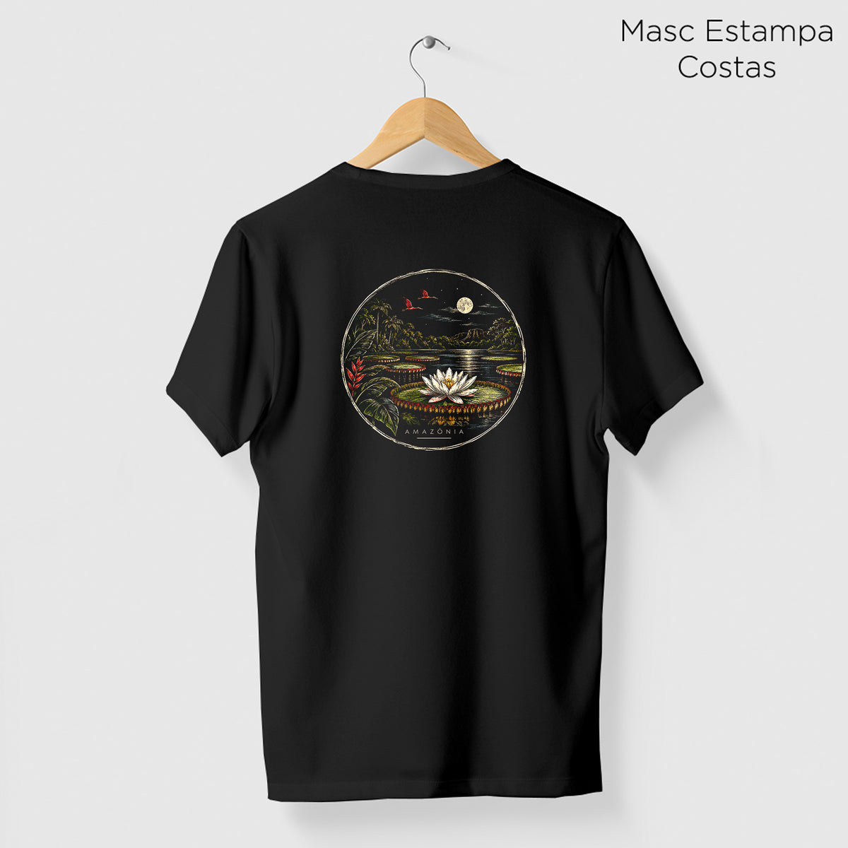 Camiseta Amazônia VITÓRIA-RÉGIA - PRETO - cód 2437