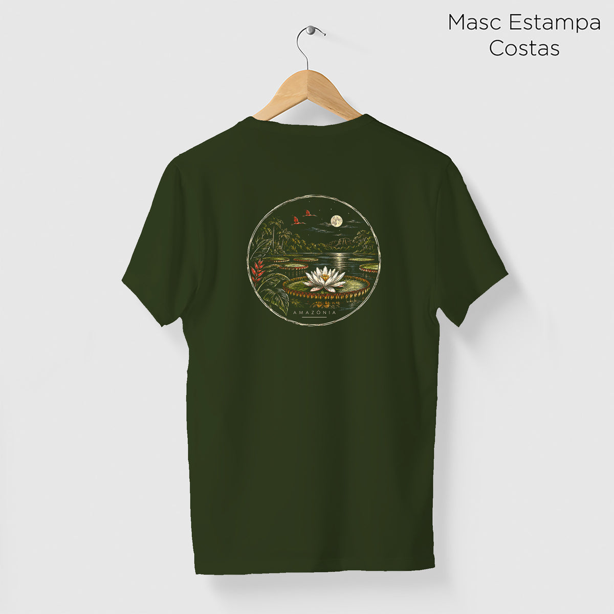 Camiseta Amazônia VITÓRIA-RÉGIA - VERDE ESCURO - cód 2437