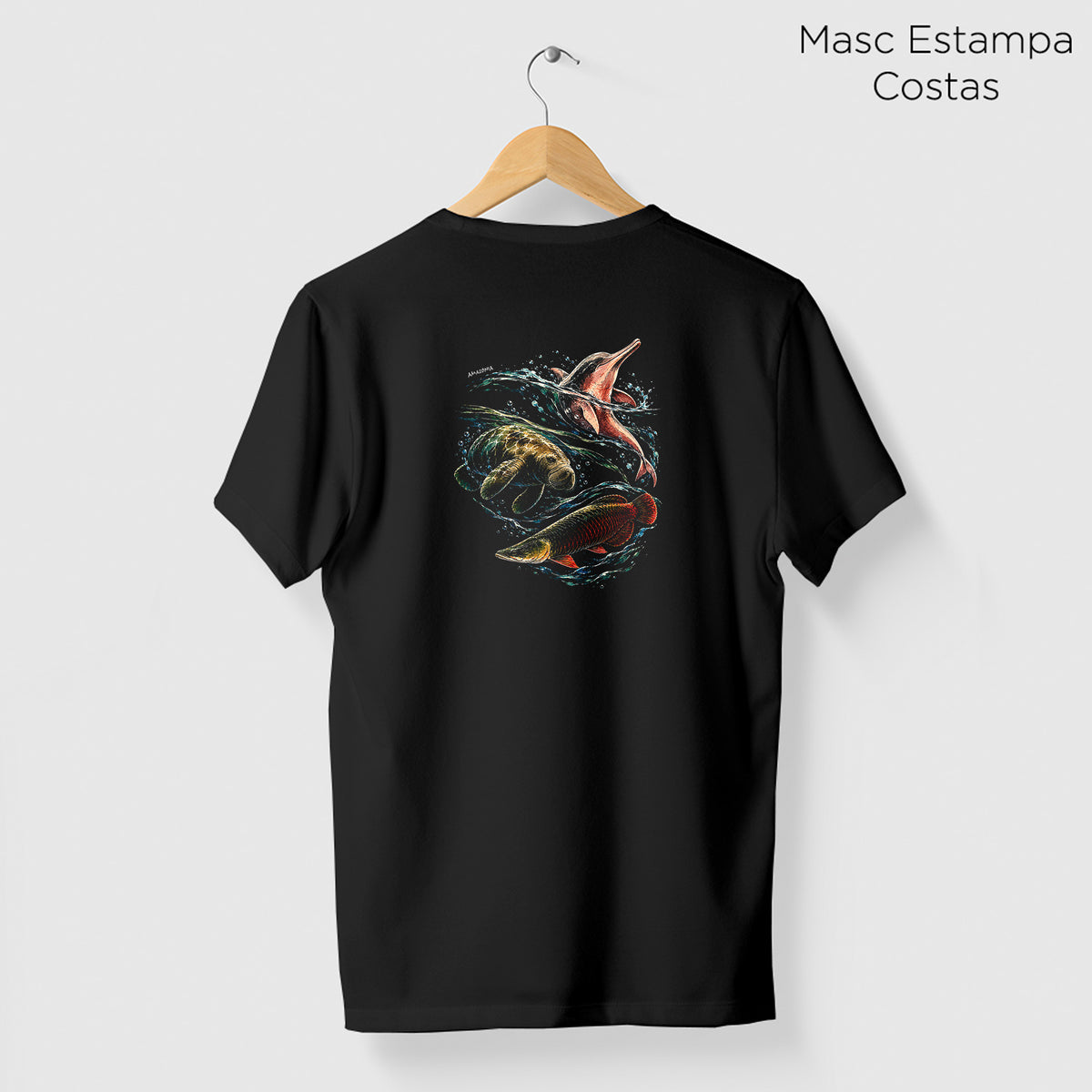 Camiseta Amazônia ÁGUAS DA AMAZÔNIA - PRETO - cód 2451