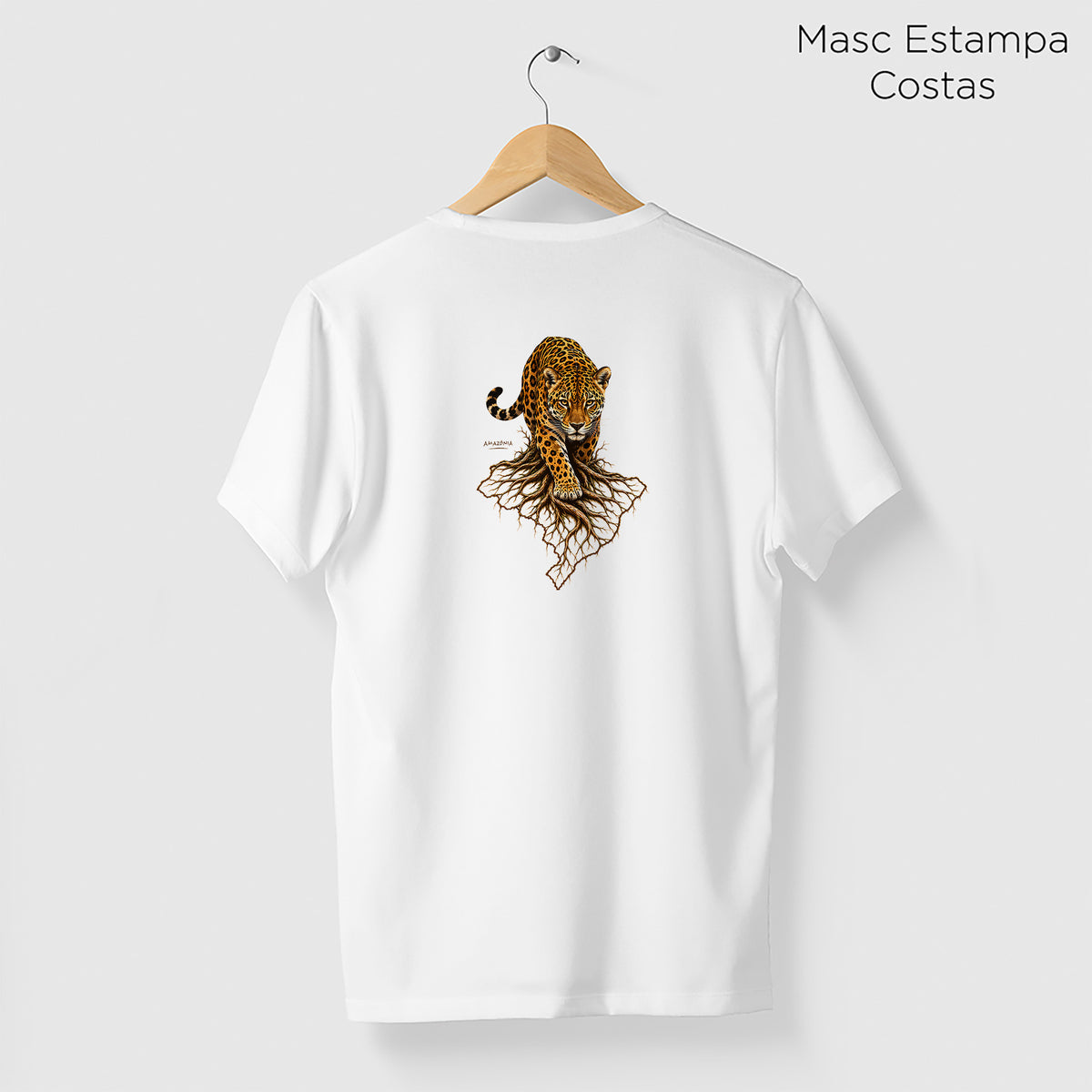 Camiseta Amazônia RAÍZES DA ONÇA - BRANCO - cód 2453