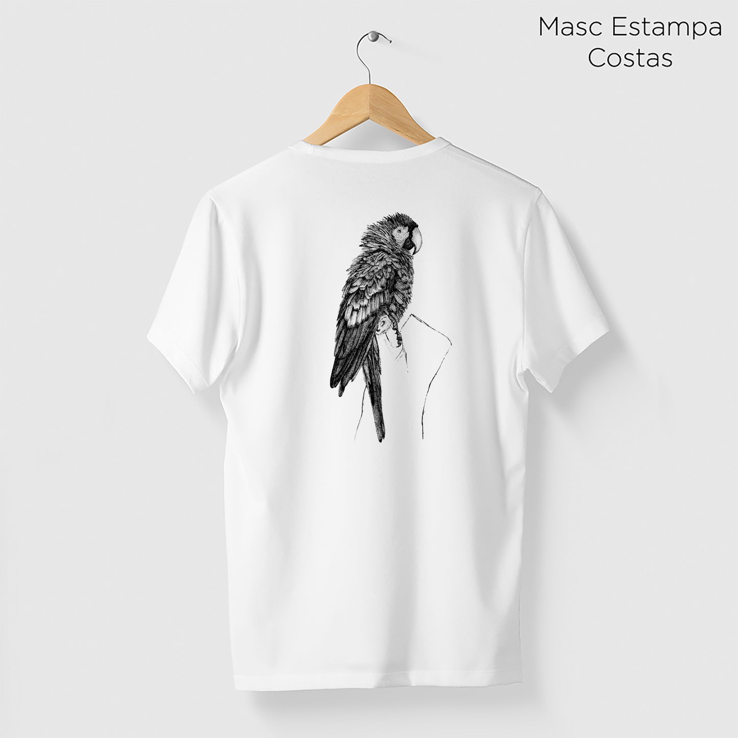 Camiseta Amazônia CHAPADA DOS GUIMARÃES - ARARA VERMELHA - BRANCO - cód 10013