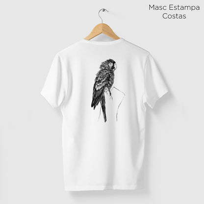 Camiseta Amazônia CHAPADA DOS GUIMARÃES - ARARA VERMELHA - BRANCO - cód 10013