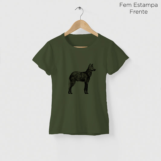 Camiseta Amazônia CHAPADA DOS VEADEIROS - LOBO GUARÁ - VERDE ESCURO - cód 10005