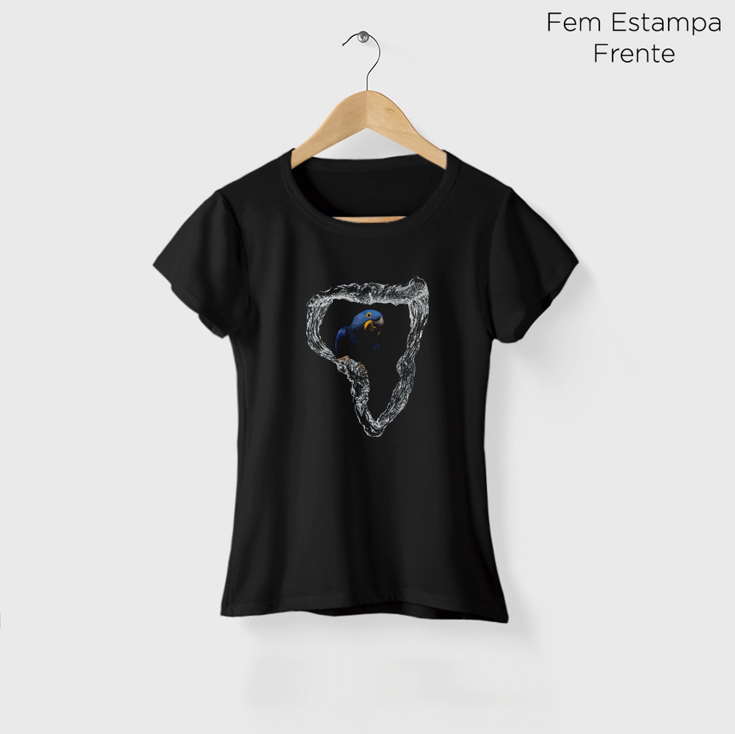 Camiseta Amazônia ONÇAFARI ARARA ÁRVORE - PRETO - cód 2070