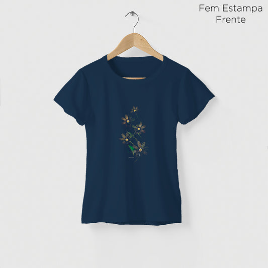 Camiseta Amazônia GOLDEN FLOWER - AZUL MARINHO - cód 2125