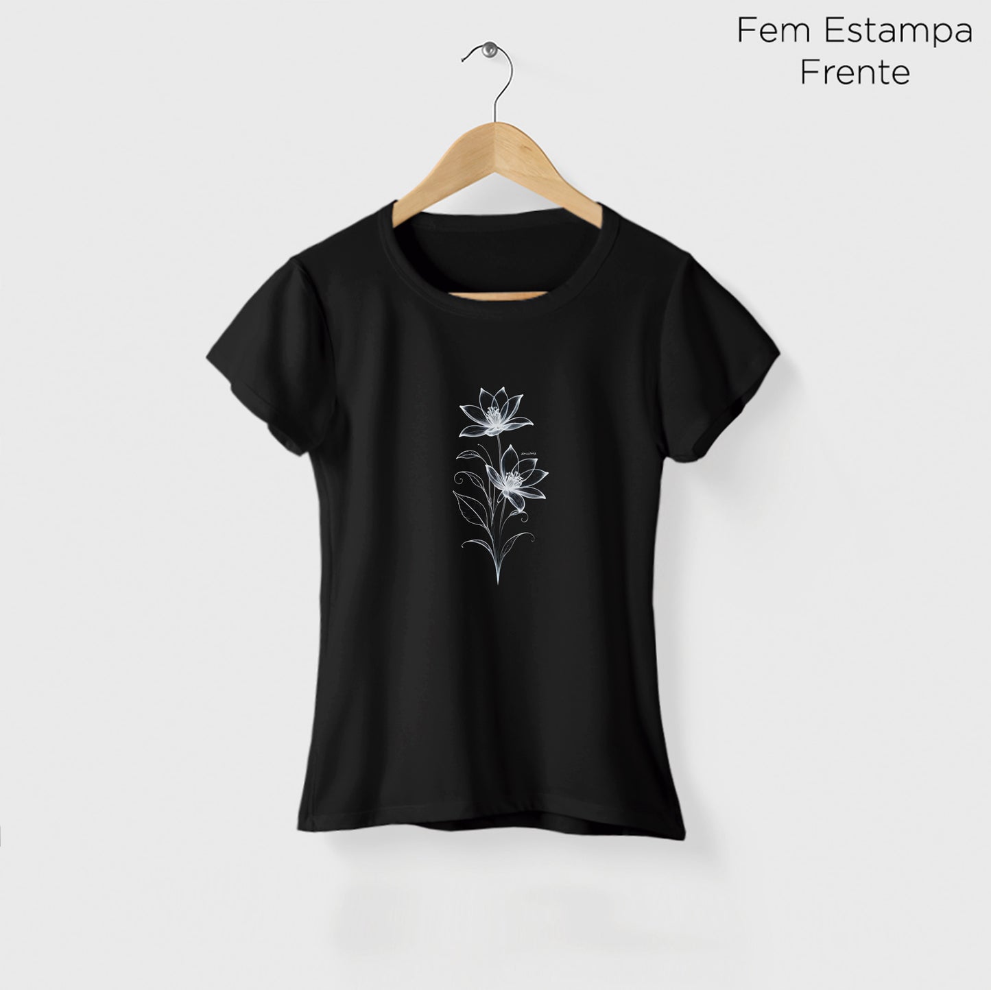 Camiseta Amazônia LINHAS FLOR - PRETO - cód 2128