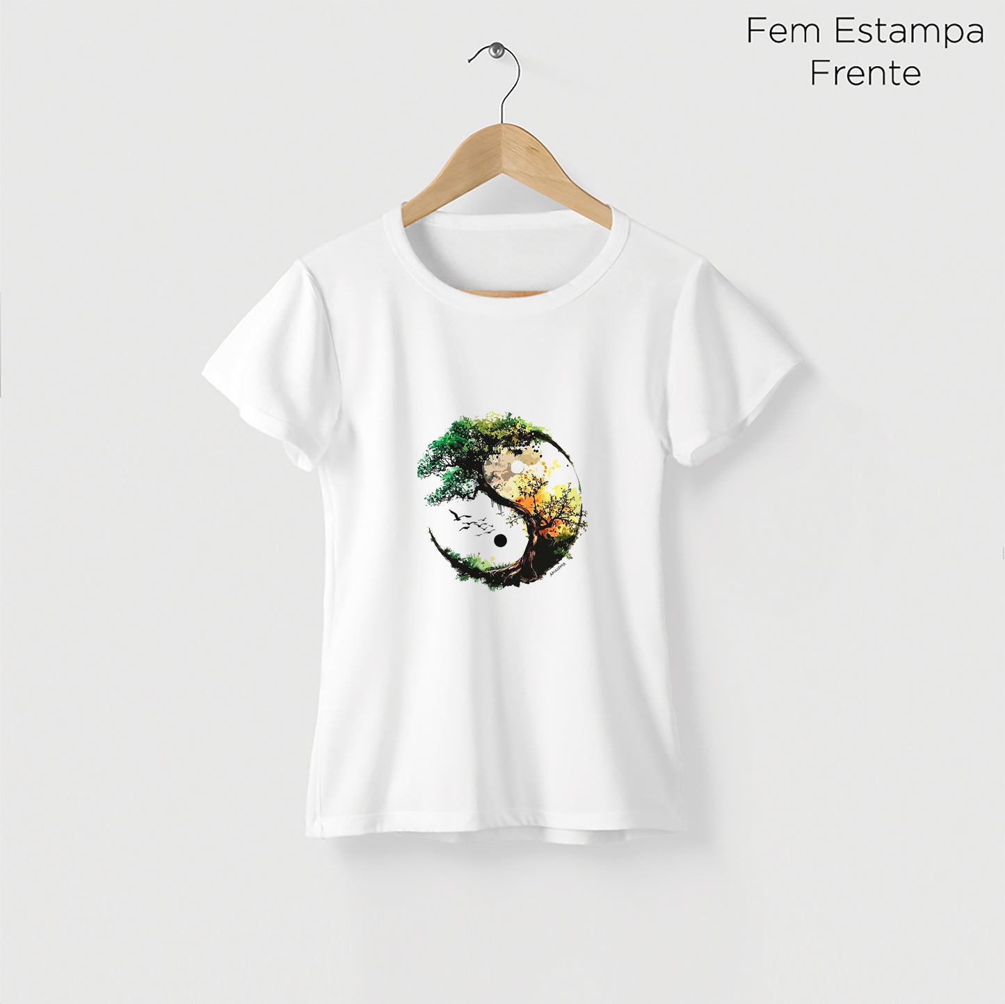 Camiseta Amazônia YIN YANG NATUREZA - BRANCO - cód 2130