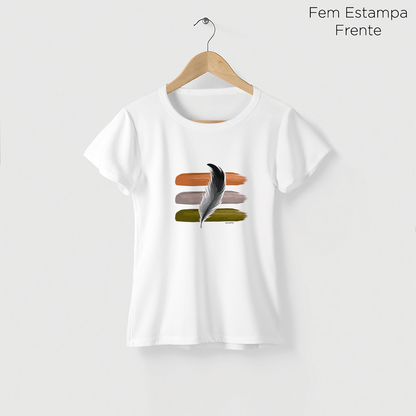 Camiseta Amazônia PENA DE TINTA - BRANCO - cód 2132