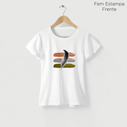 Camiseta Amazônia PENA DE TINTA - BRANCO - cód 2132