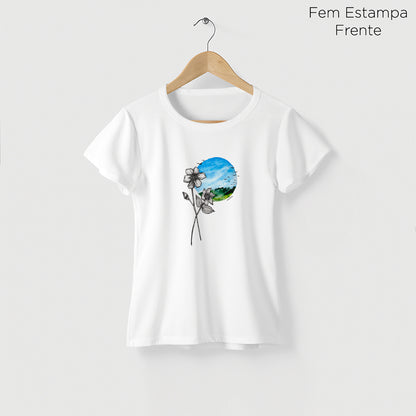 Camiseta Amazônia FLOR PAISAGEM - BRANCO - cód 2142