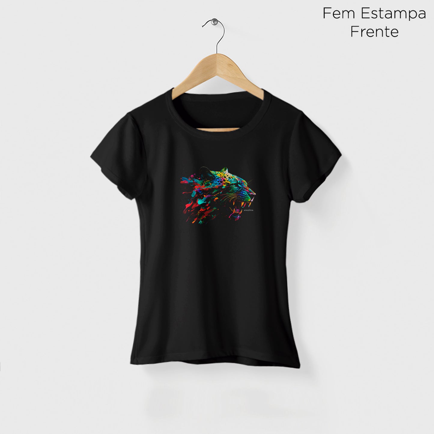 Camiseta Amazônia ONÇA COLORS - PRETO - cód 2148