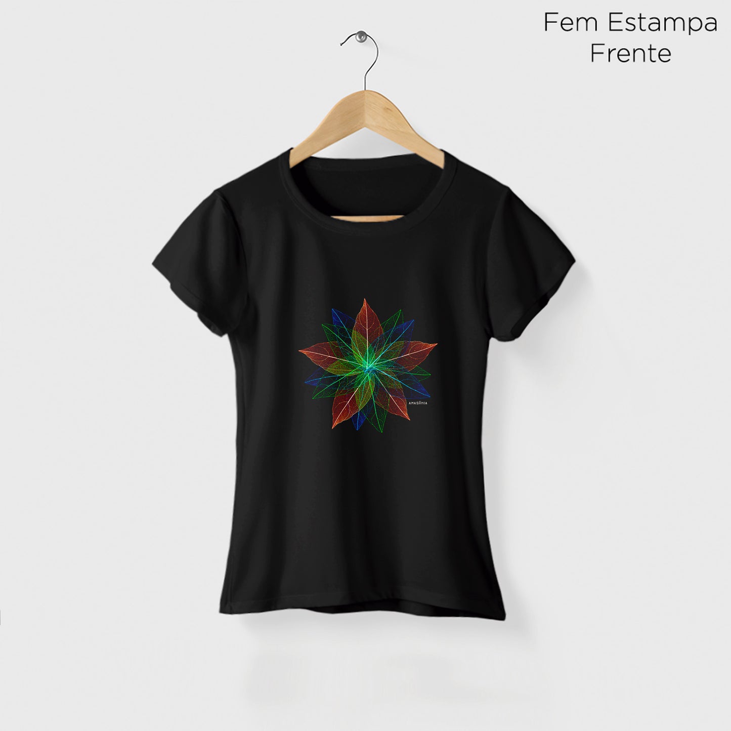 Camiseta Amazônia ARTE FOLHA - PRETO - cód 2151