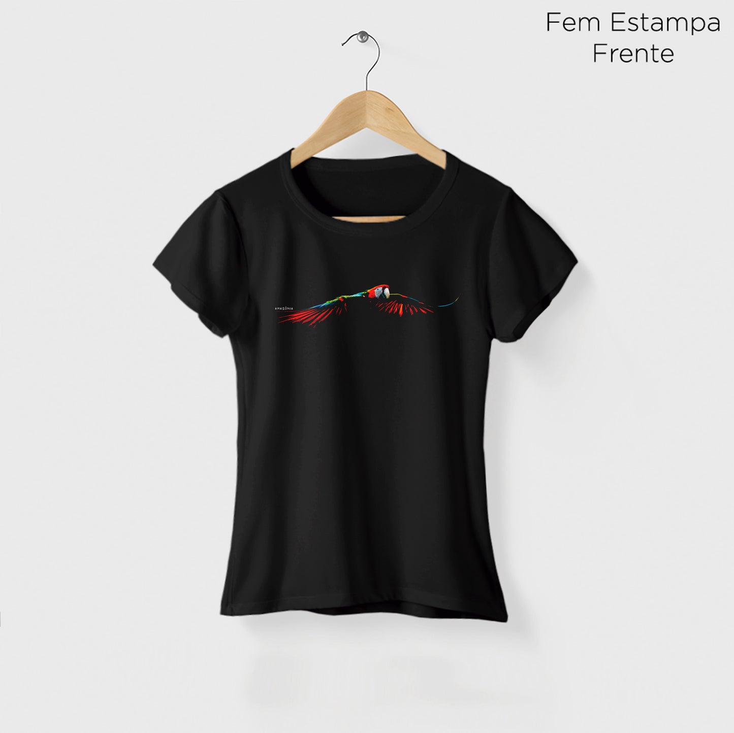 Camiseta Amazônia ARARA VOANDO - PRETO - cód 2152
