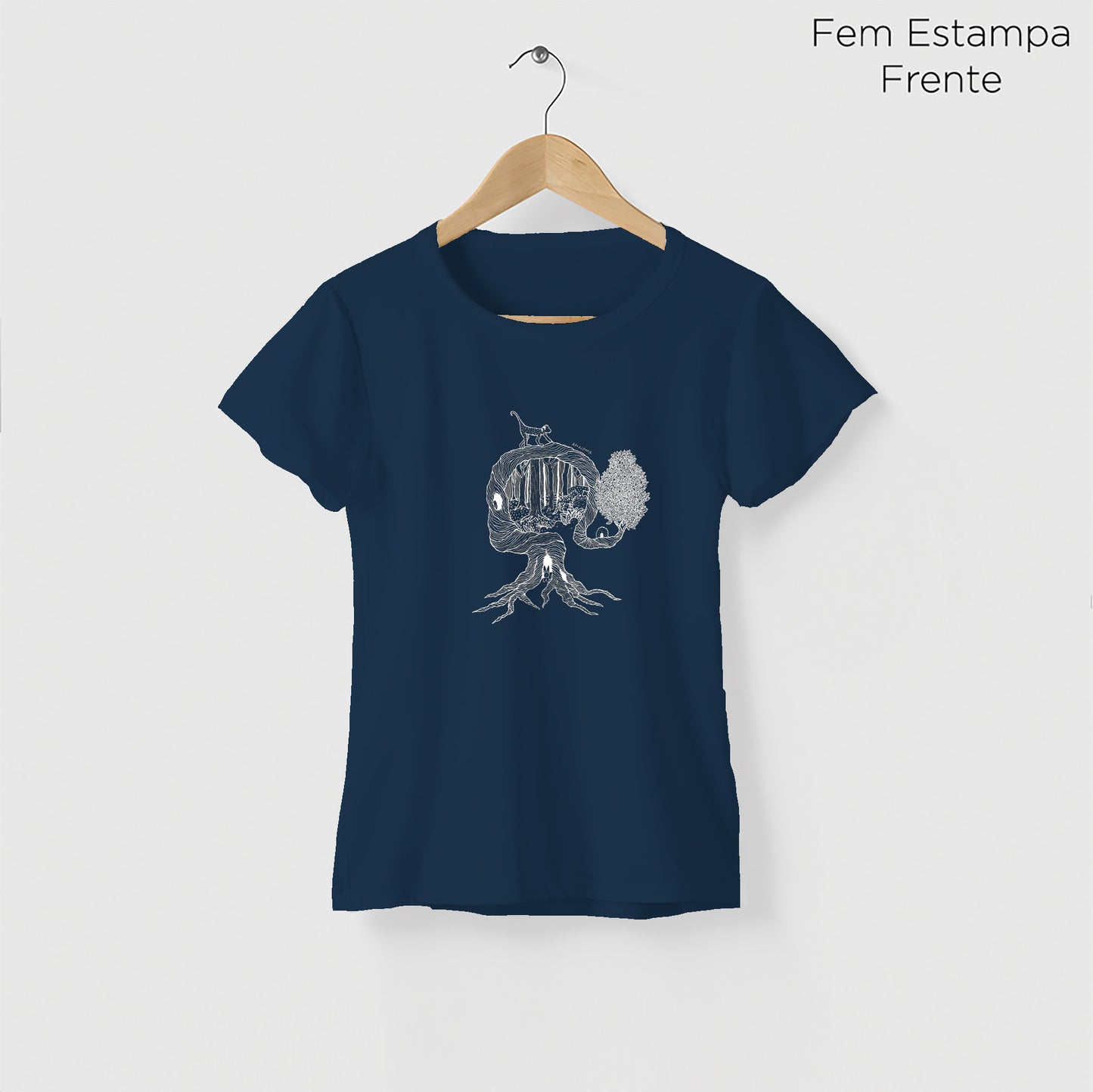 Camiseta Amazônia UMA ÁRVORE MIL VIDAS - AZUL MARINHO - cód 2158