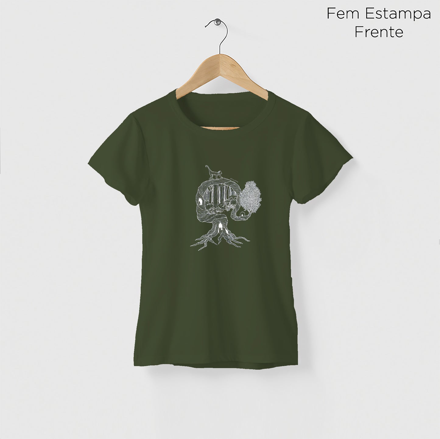 Camiseta Amazônia UMA ÁRVORE MIL VIDAS - VERDE ESCURO - cód 2158