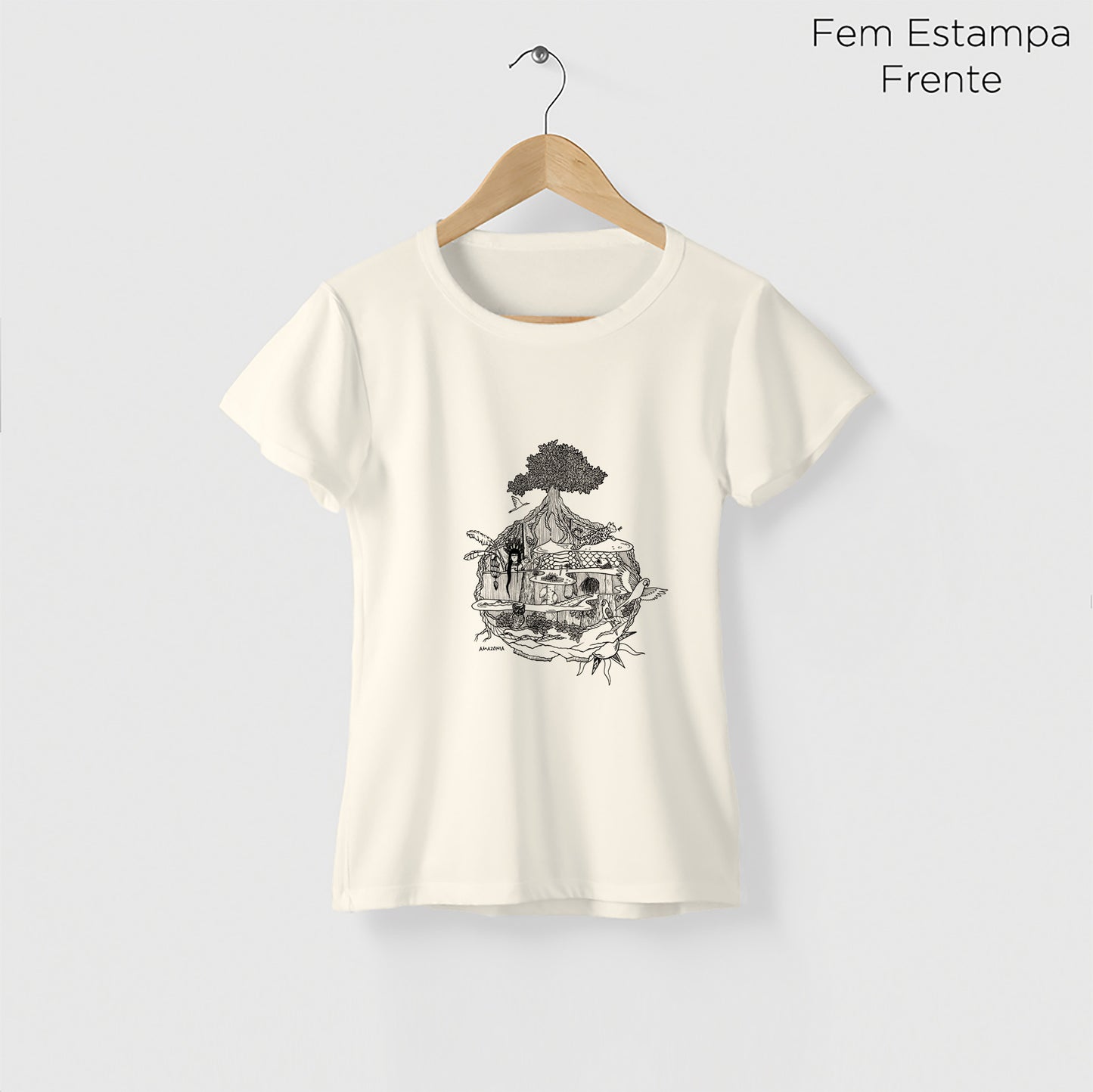 Camiseta Amazônia MINI MUNDOS - OFF WHITE - cód 2160