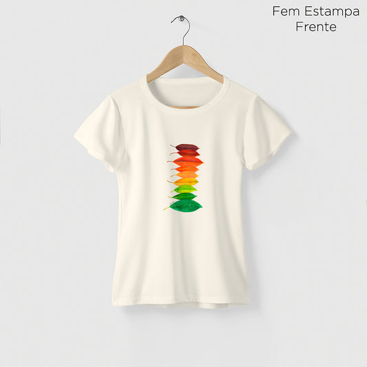 Camiseta Amazônia CORES FOLHAS – OFF WHITE - cód 2196