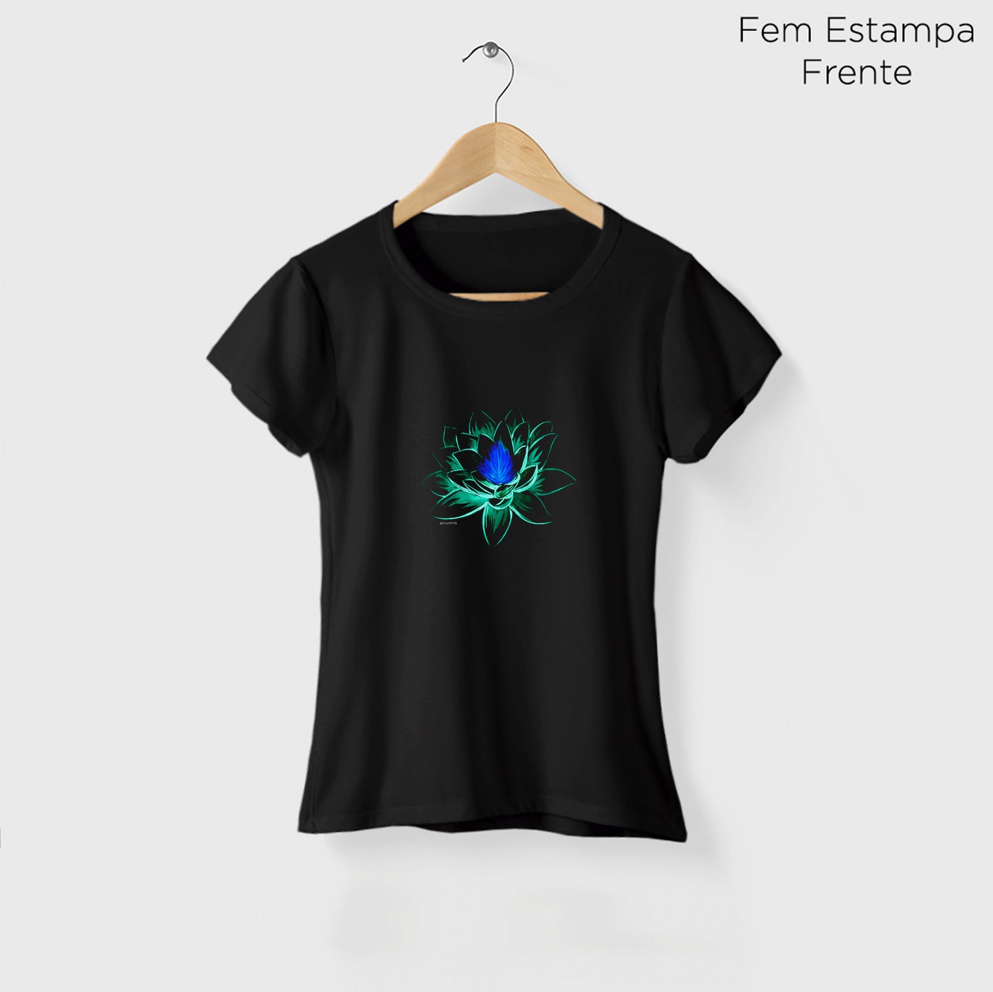 Camiseta Amazônia NEON FLOWER - PRETO - cód 2197