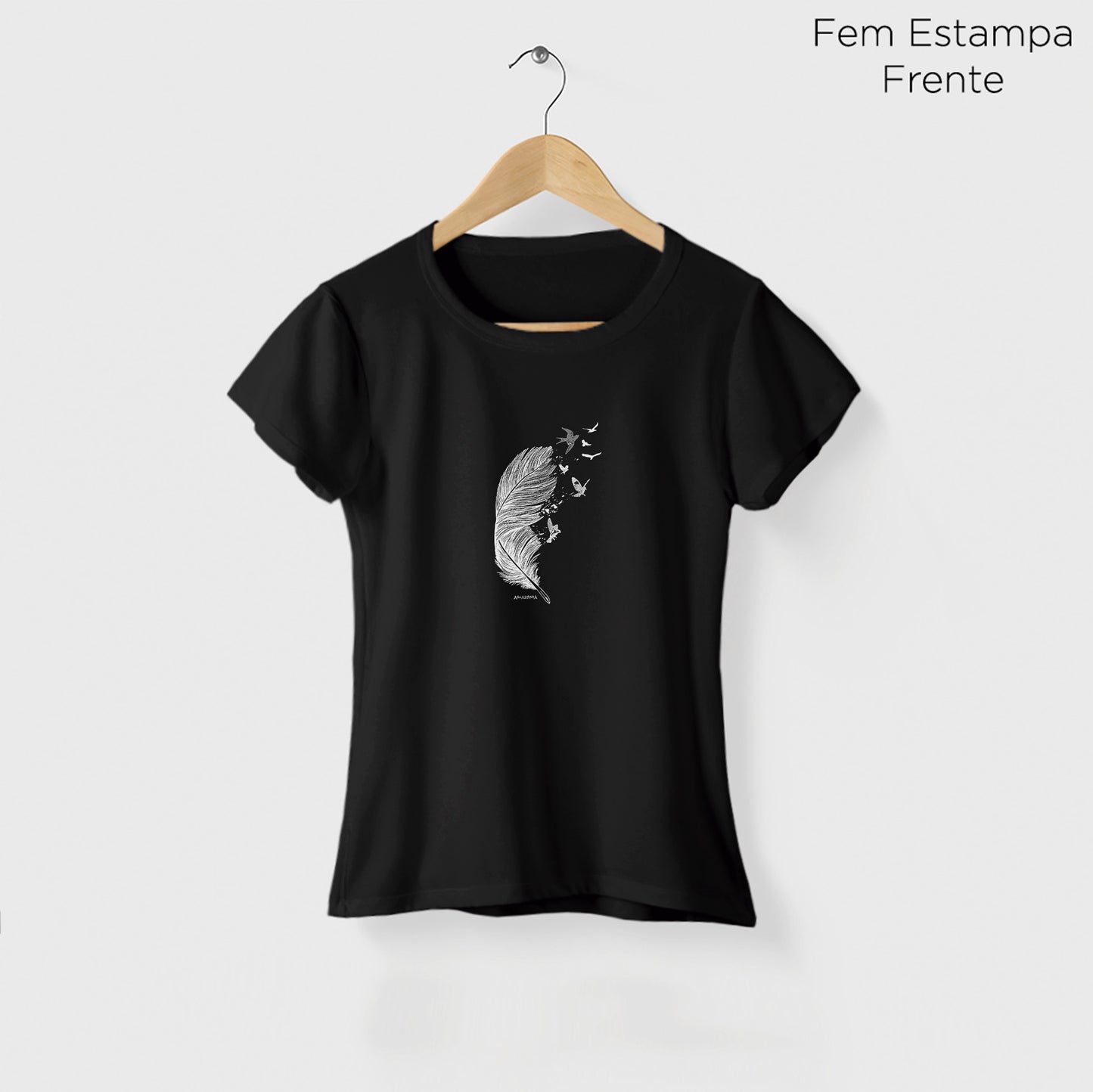 Camiseta Amazônia PÁSSAROS PENAS – PRETO - cód 2218