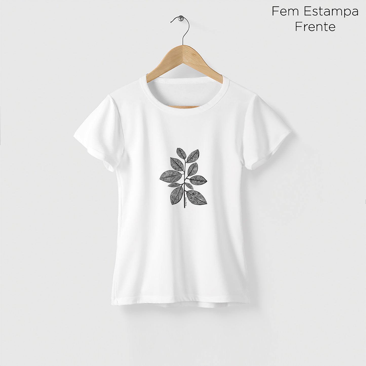 Camiseta Amazônia GRAFISMO FOLHAS - BRANCO - cód 2233