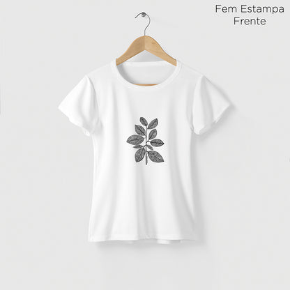Camiseta Amazônia GRAFISMO FOLHAS - BRANCO - cód 2233