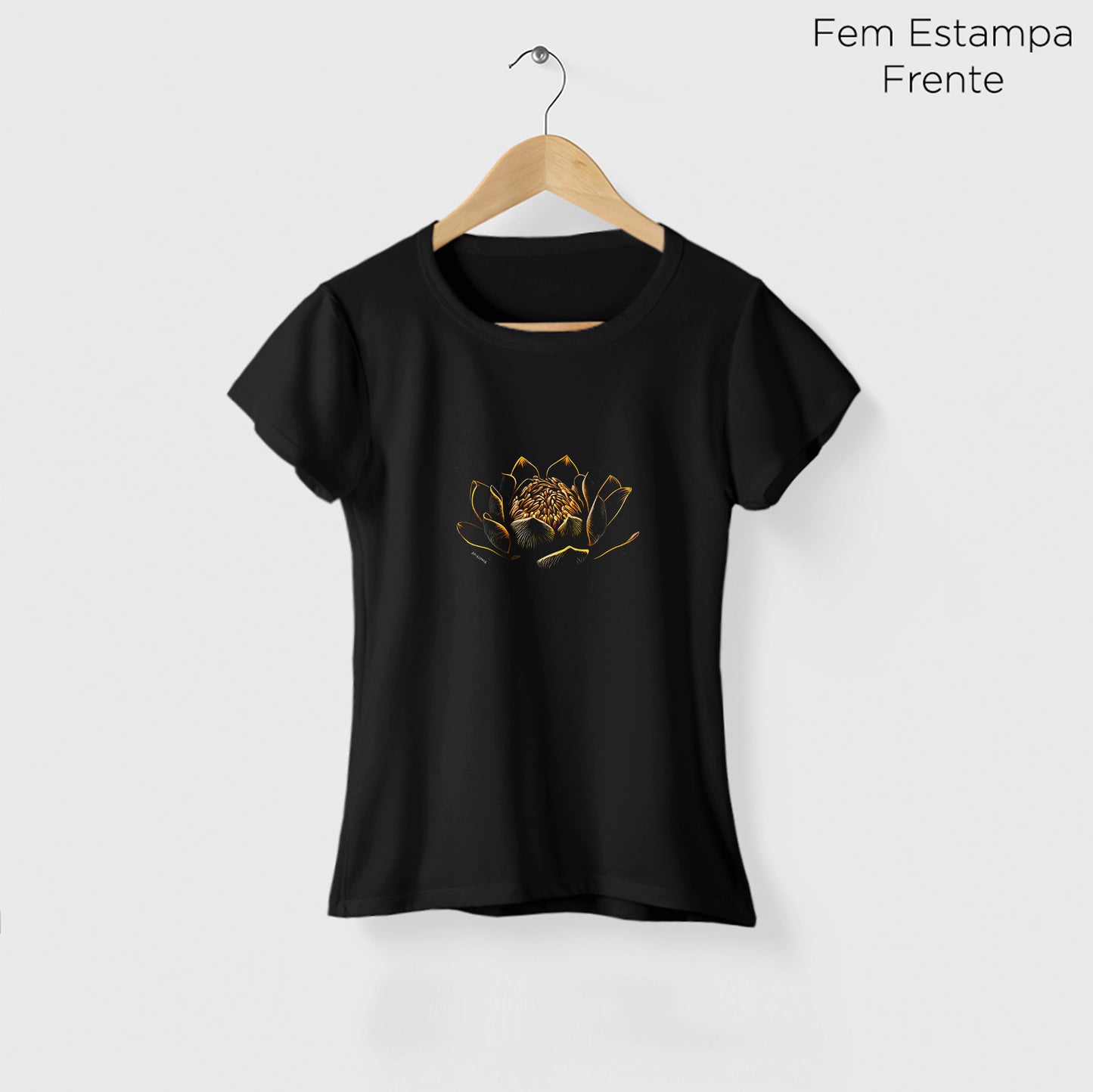 Camiseta Amazônia FLOR NOTURNA - PRETO - cód 2252