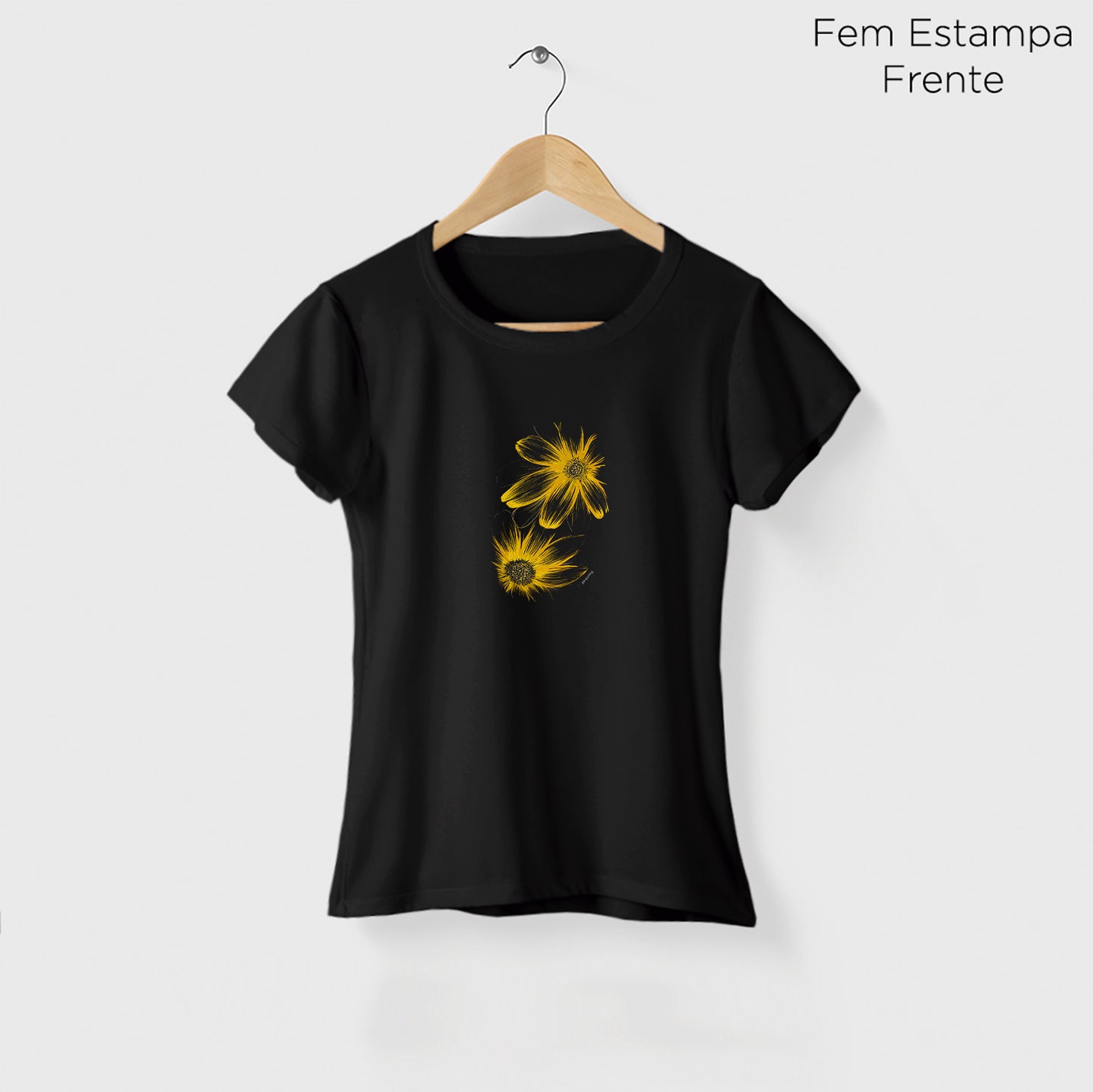 Camiseta Amazônia FLORES DO SOL - PRETO - cód 2257