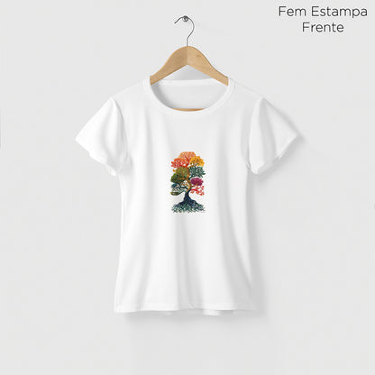 Camiseta Amazônia ÁRVORE CORES - BRANCO - cód 2267