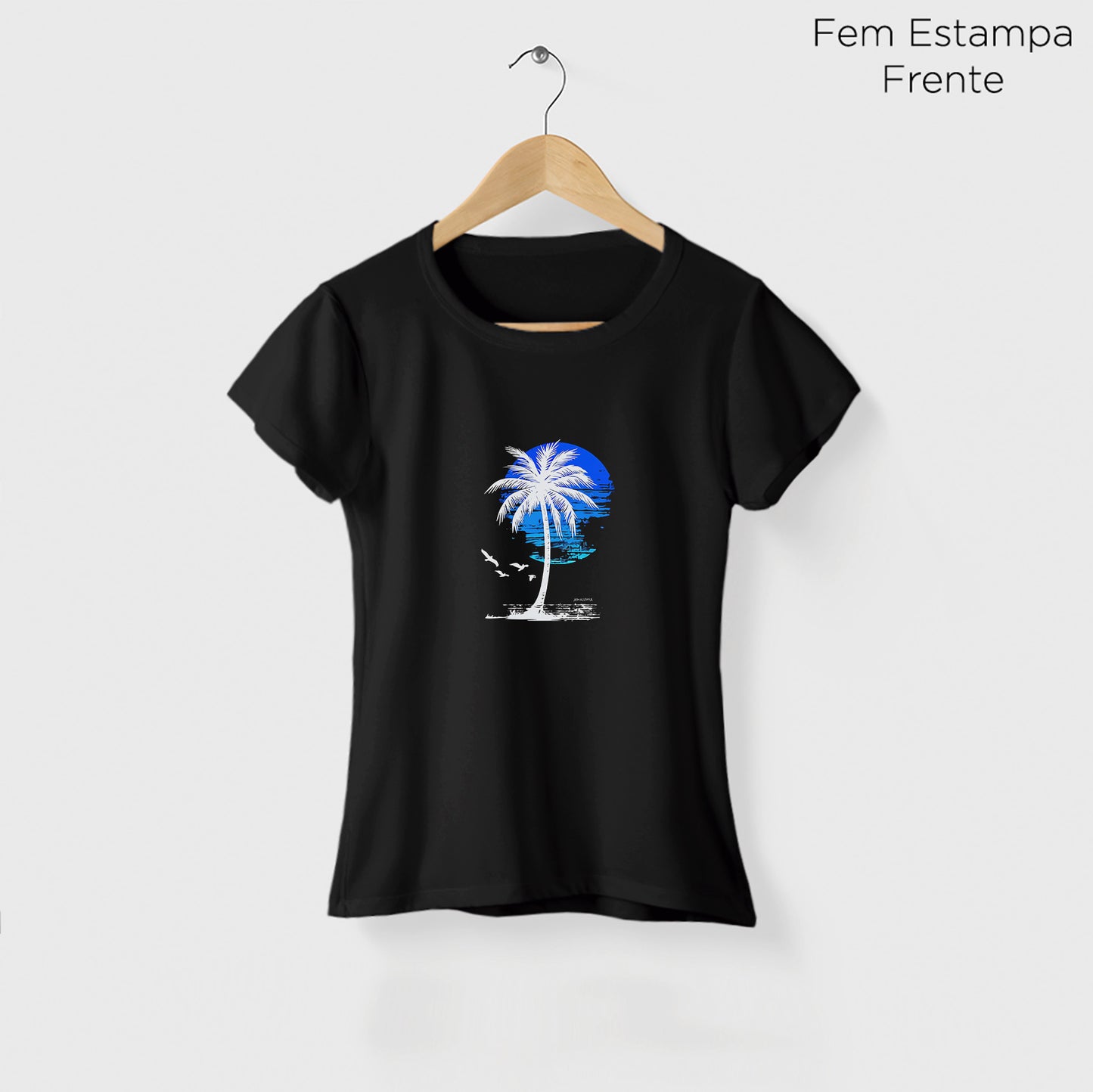 Camiseta Amazônia PAISAGEM COQUEIRO - PRETO - cód 2274