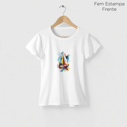 Camiseta Amazônia ARTE BARCO - BRANCO - cód 2290