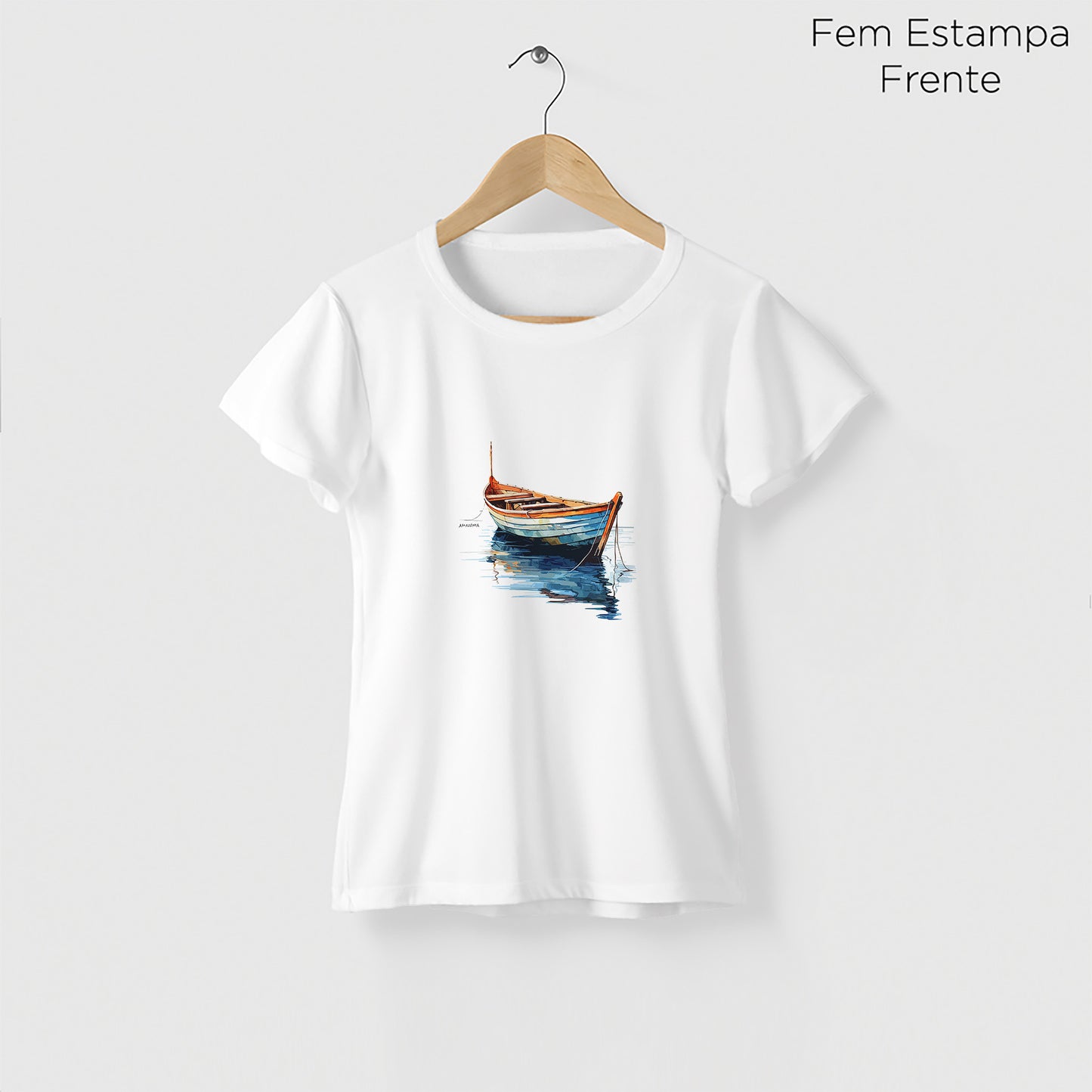 Camiseta Amazônia BARCO PESCADOR - BRANCO - cód 2295