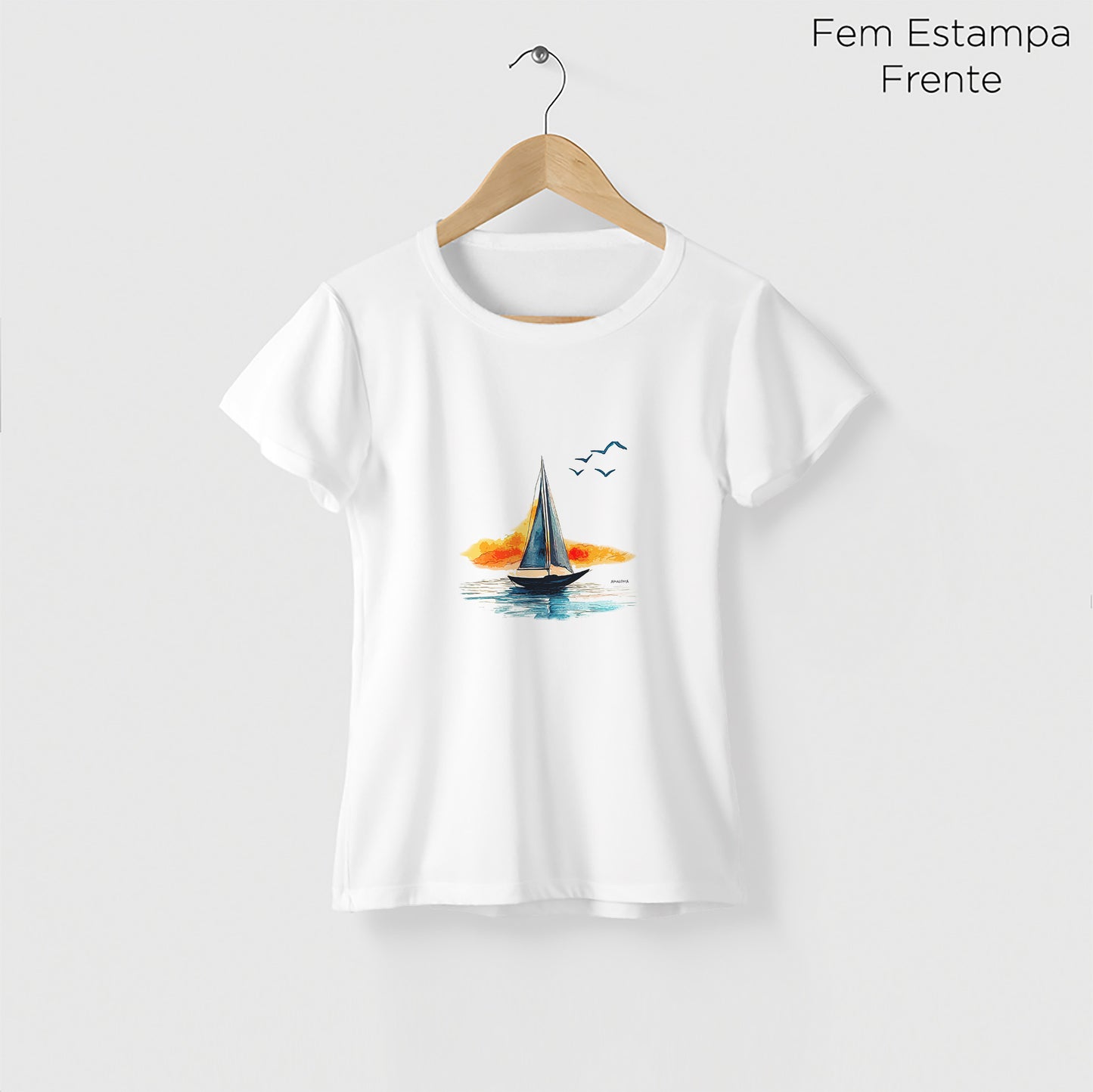 Camiseta Amazônia BARCO PAISAGEM - BRANCO - cód 2301